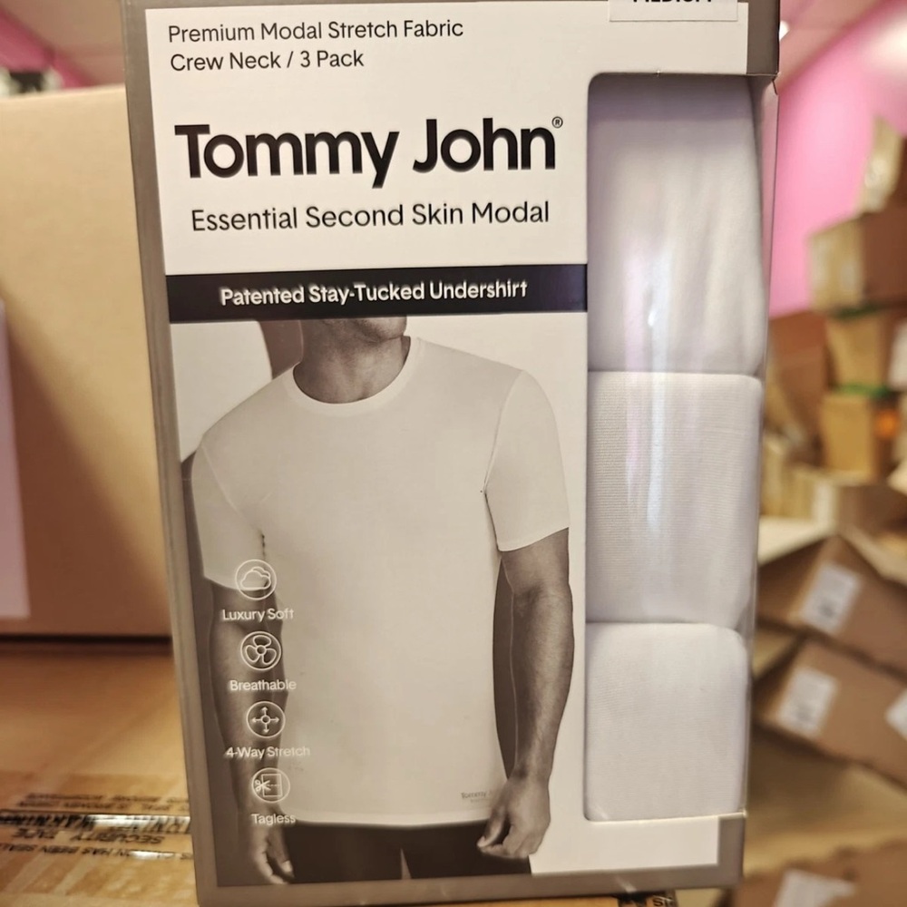 Tommy John Men's White 3 Pack Second Skin Crewneck Undershirt